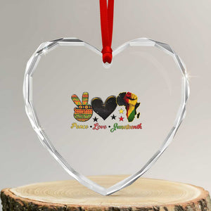 Peace Love Juneteenth Heart Crystal Glass Ornament 1865 Heart Kente Peace Sign Africa Fist TS02 Transparent Glass 3'' Heart Print Your Wear