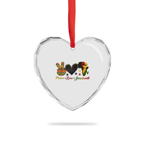Peace Love Juneteenth Heart Crystal Glass Ornament 1865 Heart Kente Peace Sign Africa Fist TS02 Print Your Wear