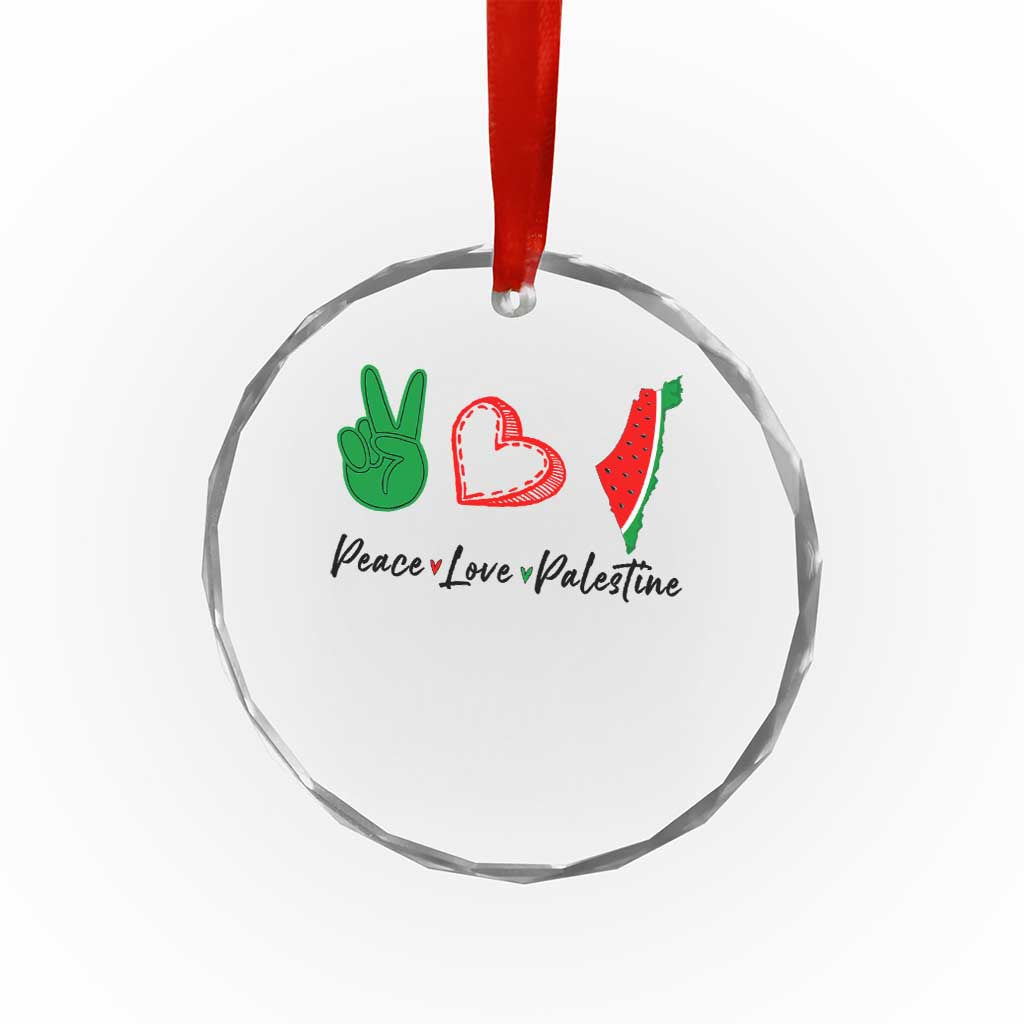 Peace Love Palestine Crystal Glass Ornament Gaza Palestinian Flag TS10 Transparent Glass 3'' Circle Print Your Wear