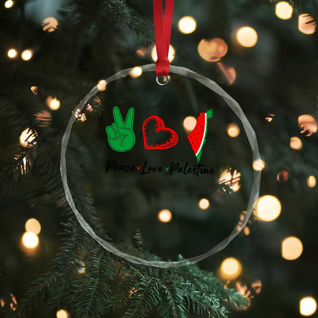 Peace Love Palestine Crystal Glass Ornament Gaza Palestinian Flag TS10 Print Your Wear