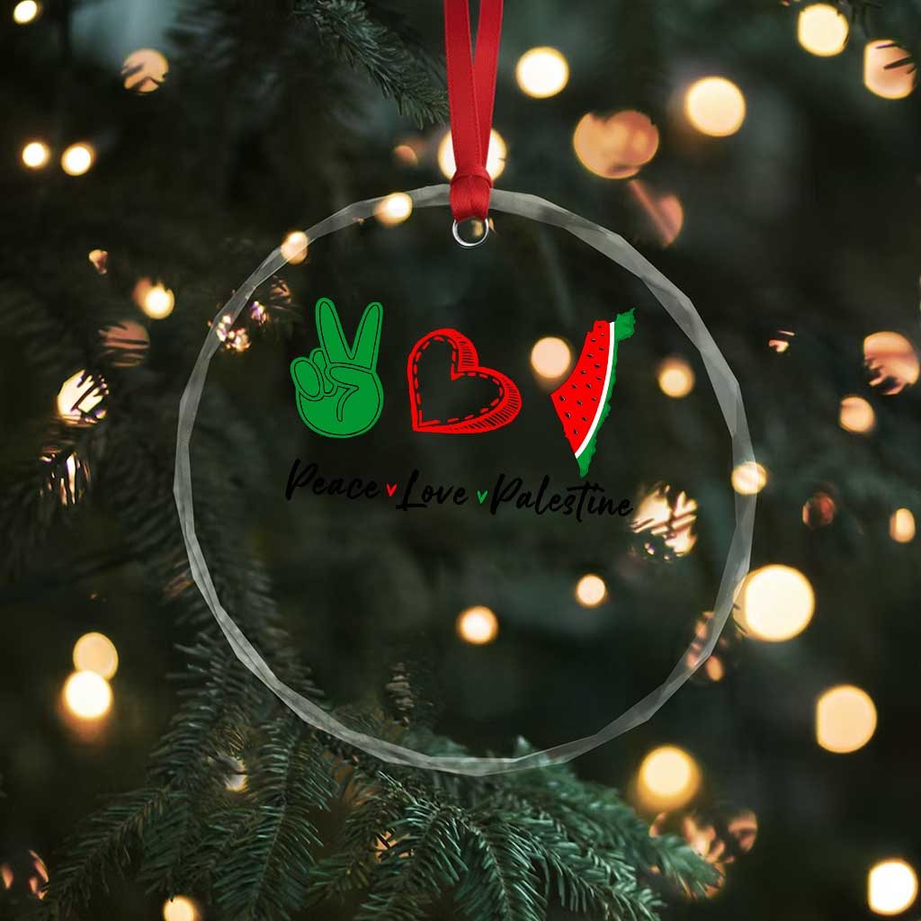 Peace Love Palestine Crystal Glass Ornament Gaza Palestinian Flag TS10 Print Your Wear