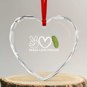 Peace Love Pickles Heart Crystal Glass Ornament TS10 Transparent Glass 3'' Heart Print Your Wear