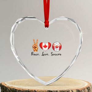 Peace Love Soccer Heart Crystal Glass Ornament Proud Canadian Fan Gift TS12 Transparent Glass 3'' Heart Print Your Wear