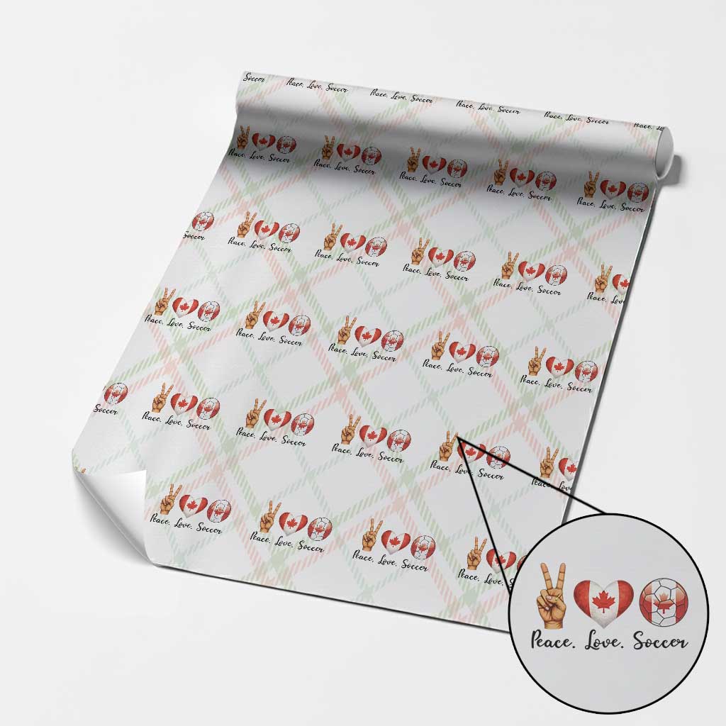 Peace Love Soccer Wrapping Paper Roll Proud Canadian Fan Gift TS12 Christmas Plaid Print Your Wear