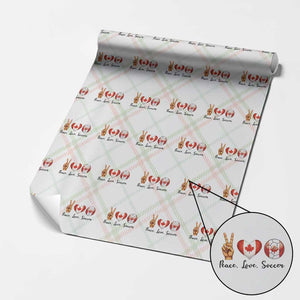 Peace Love Soccer Wrapping Paper Roll Proud Canadian Fan Gift TS12 Christmas Plaid Print Your Wear