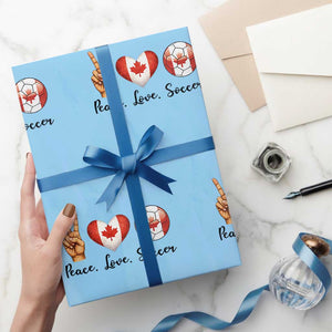 Peace Love Soccer Wrapping Paper Roll Proud Canadian Fan Gift TS12 Light Blue Print Your Wear