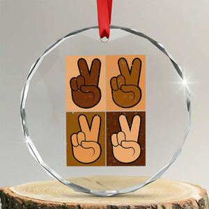 Peace Sign Equality for All Crystal Glass Ornament Peace Out V Fingers Hand Equal Rights TS10 Transparent Glass 3'' Circle Print Your Wear