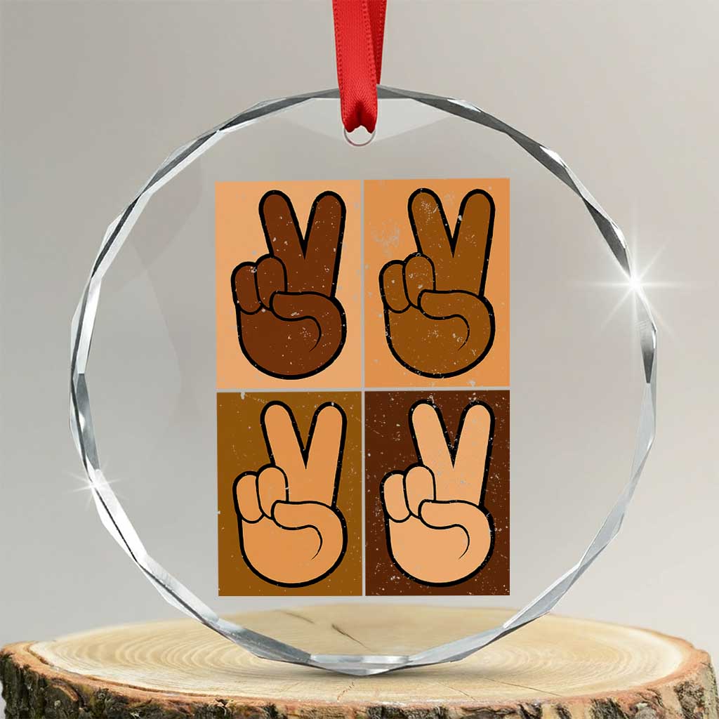 Peace Sign Equality for All Crystal Glass Ornament Peace Out V Fingers Hand Equal Rights TS10 Transparent Glass 3'' Circle Print Your Wear