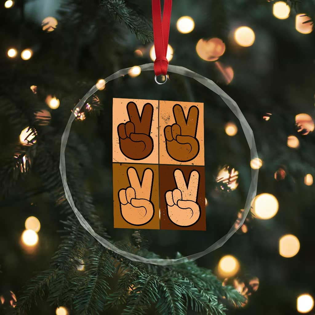 Peace Sign Equality for All Crystal Glass Ornament Peace Out V Fingers Hand Equal Rights TS10 Print Your Wear