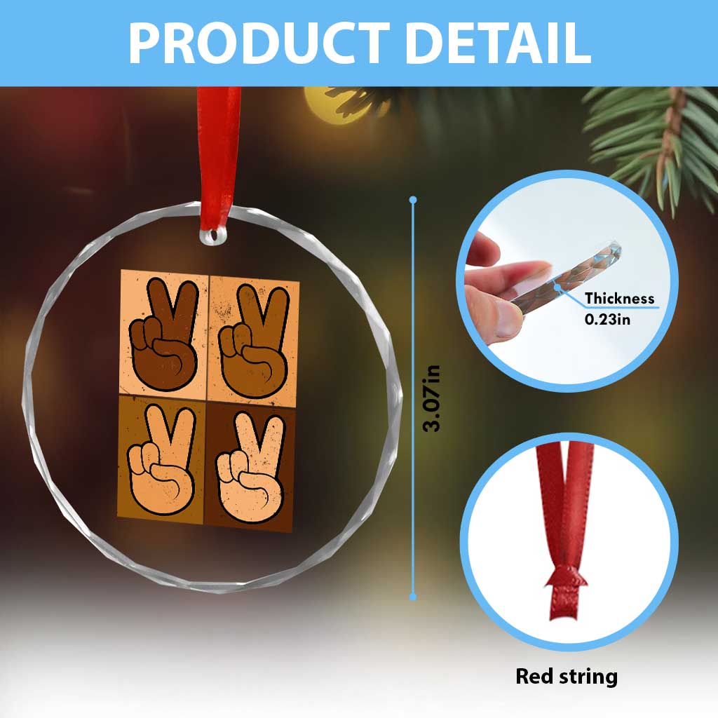 Peace Sign Equality for All Crystal Glass Ornament Peace Out V Fingers Hand Equal Rights TS10 Print Your Wear