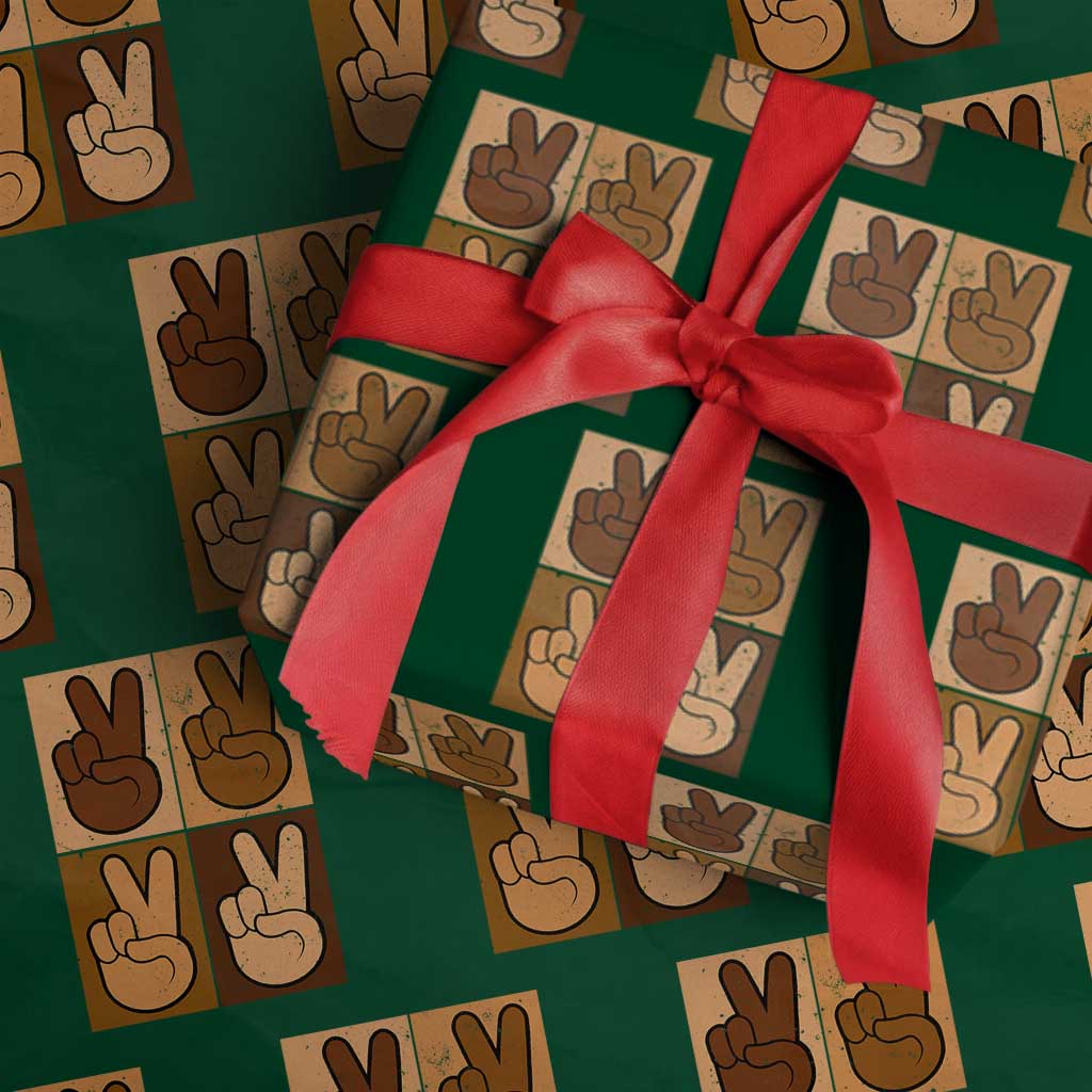 Peace Sign Equality for All Wrapping Paper Roll Peace Out V Fingers Hand Equal Rights TS10 Green Print Your Wear