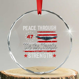 Peace Through Strength Crystal Glass Ornament Patriotic Midnight Hammer Jet American Flag TS02 Transparent Glass 3'' Circle Print Your Wear