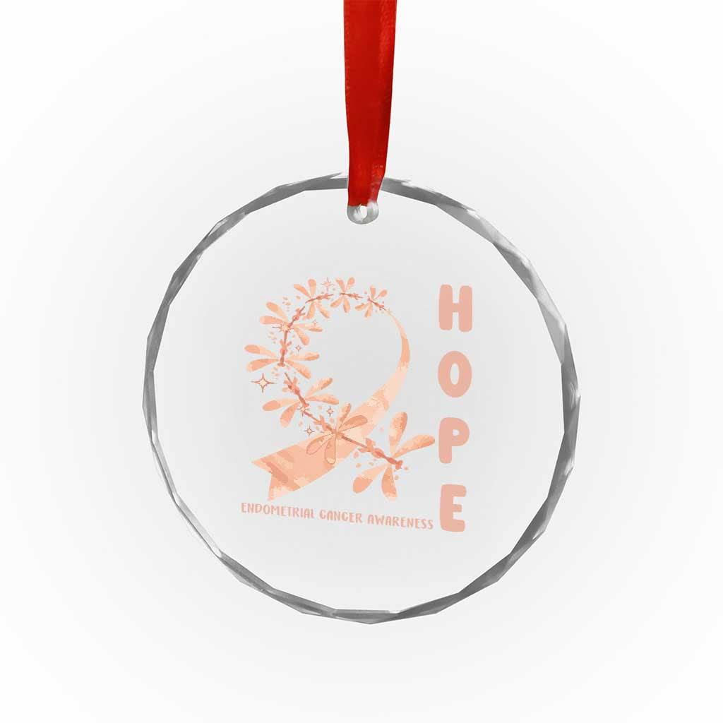 Peach Dragonfly Endometrial Cancer Crystal Glass Ornament Hope And Strength
