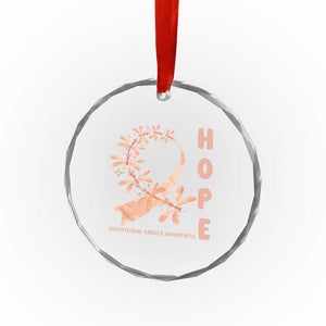 Peach Dragonfly Endometrial Cancer Crystal Glass Ornament Hope And Strength