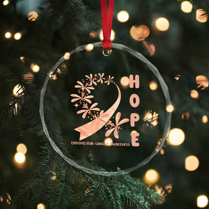 Peach Dragonfly Endometrial Cancer Crystal Glass Ornament Hope And Strength