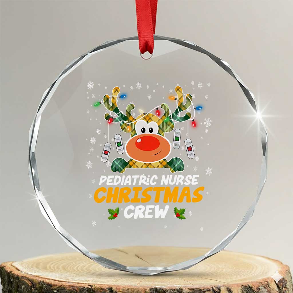 Pediatric Nurse Xmas Crew Cute Reindeer Crystal Glass Ornament TS09 Transparent Glass 3'' Circle Print Your Wear