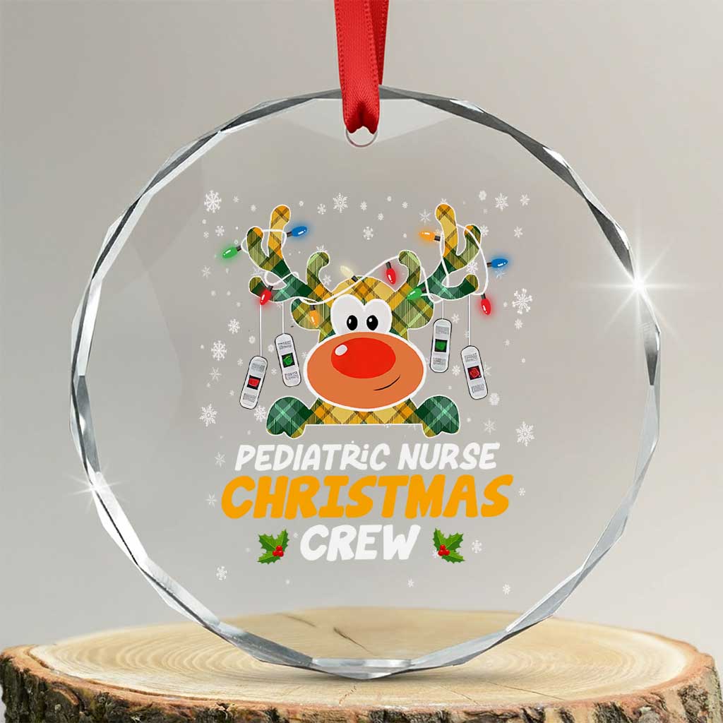 Pediatric Nurse Xmas Crew Cute Reindeer Crystal Glass Ornament TS09 Transparent Glass 3'' Circle Print Your Wear