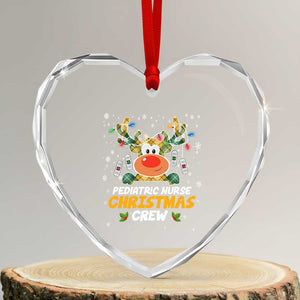 Pediatric Nurse Xmas Crew Cute Reindeer Heart Crystal Glass Ornament TS09 Transparent Glass 3'' Heart Print Your Wear
