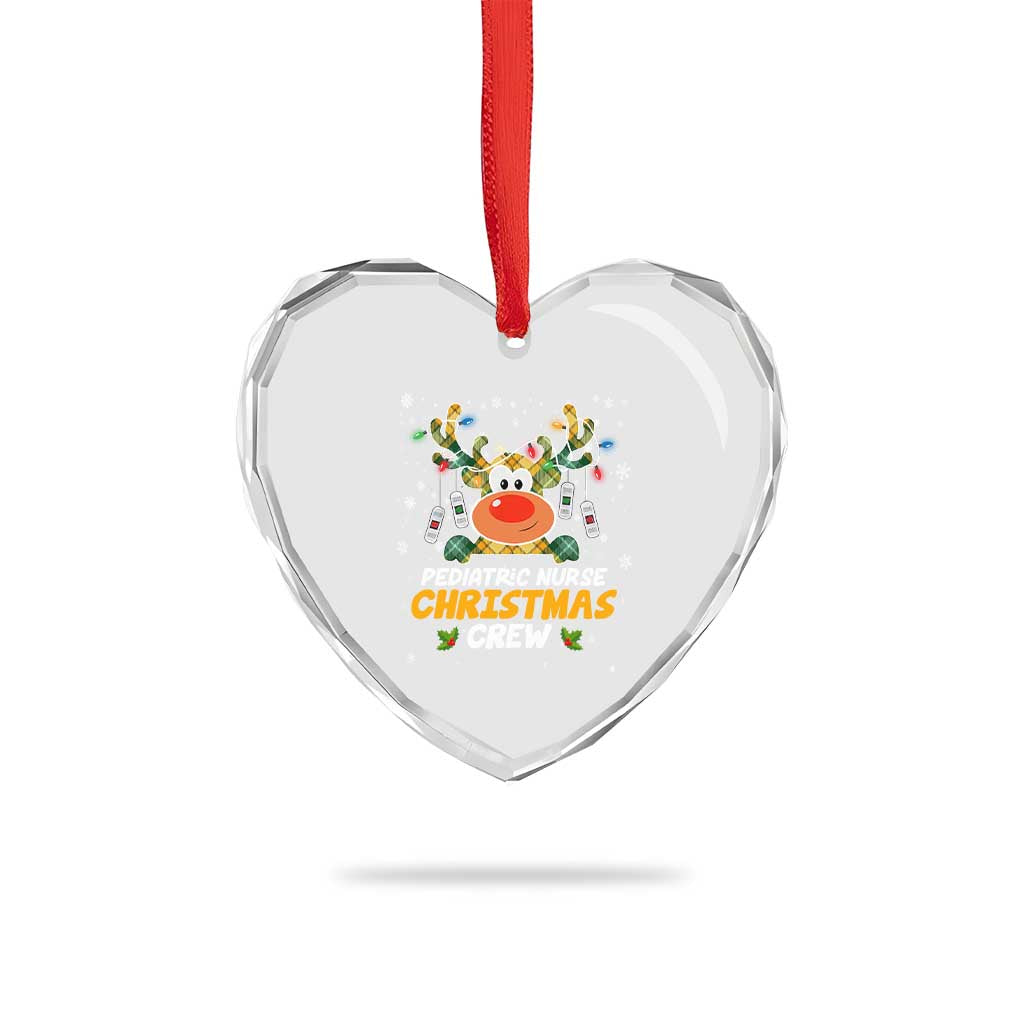 Pediatric Nurse Xmas Crew Cute Reindeer Heart Crystal Glass Ornament TS09 Print Your Wear