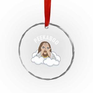 Peekaboo Jesus Funny Christian Crystal Glass Ornament Faith Humor Savior in Clouds Religious Meme TS02 Print Your Wear