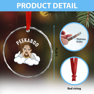 Peekaboo Jesus Funny Christian Crystal Glass Ornament Faith Humor Savior in Clouds Religious Meme TS02 Print Your Wear