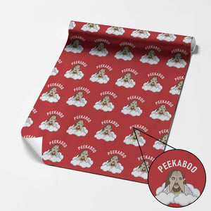 Peekaboo Jesus Funny Christian Wrapping Paper Roll Faith Humor Savior in Clouds Religious Meme TS02 Red Print Your Wear
