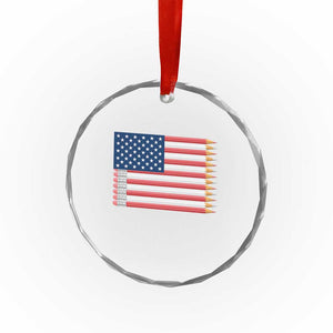 Pencil Stripes USA Flag Crystal Glass Ornament Proud American Teacher Graduation Gift TS12 Print Your Wear