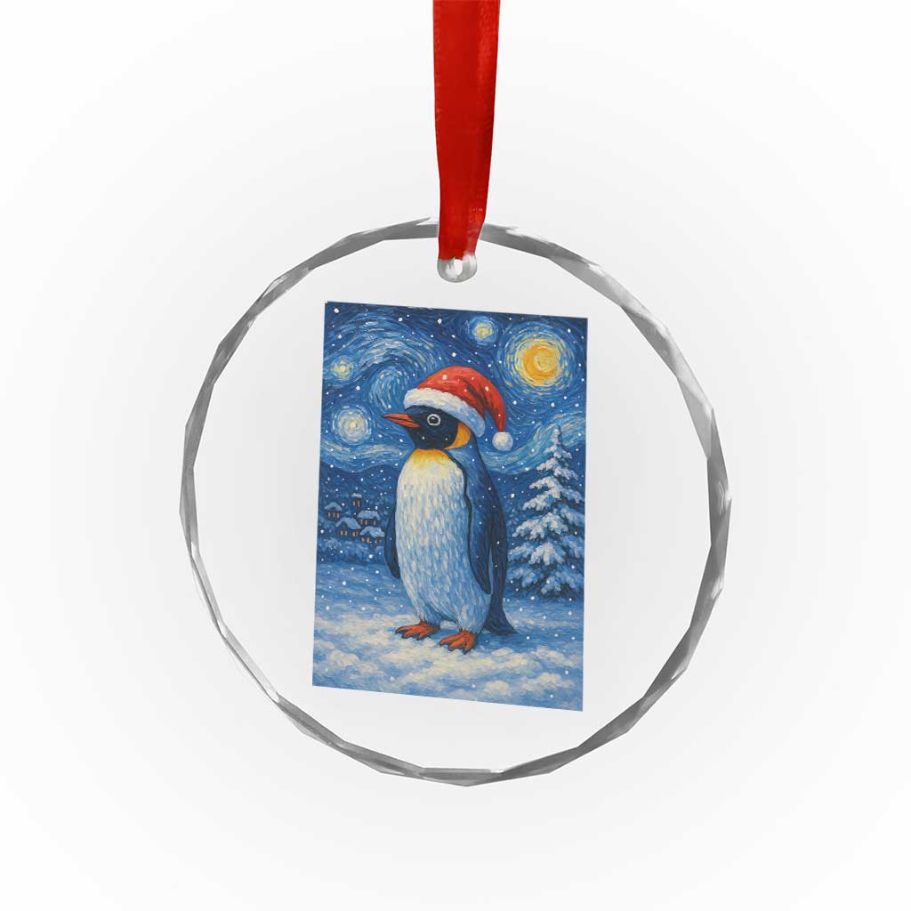 Penguin Christmas Crystal Glass Ornament Starry Night Van Gogh TS14 Print Your Wear