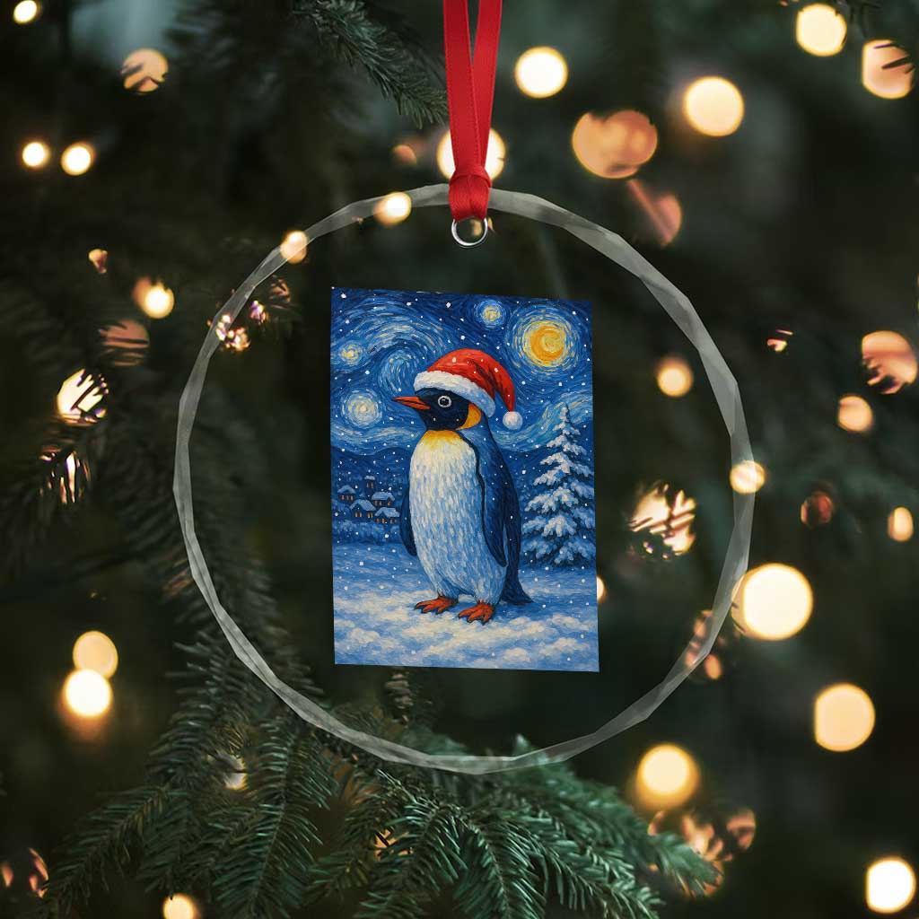 Penguin Christmas Crystal Glass Ornament Starry Night Van Gogh TS14 Print Your Wear