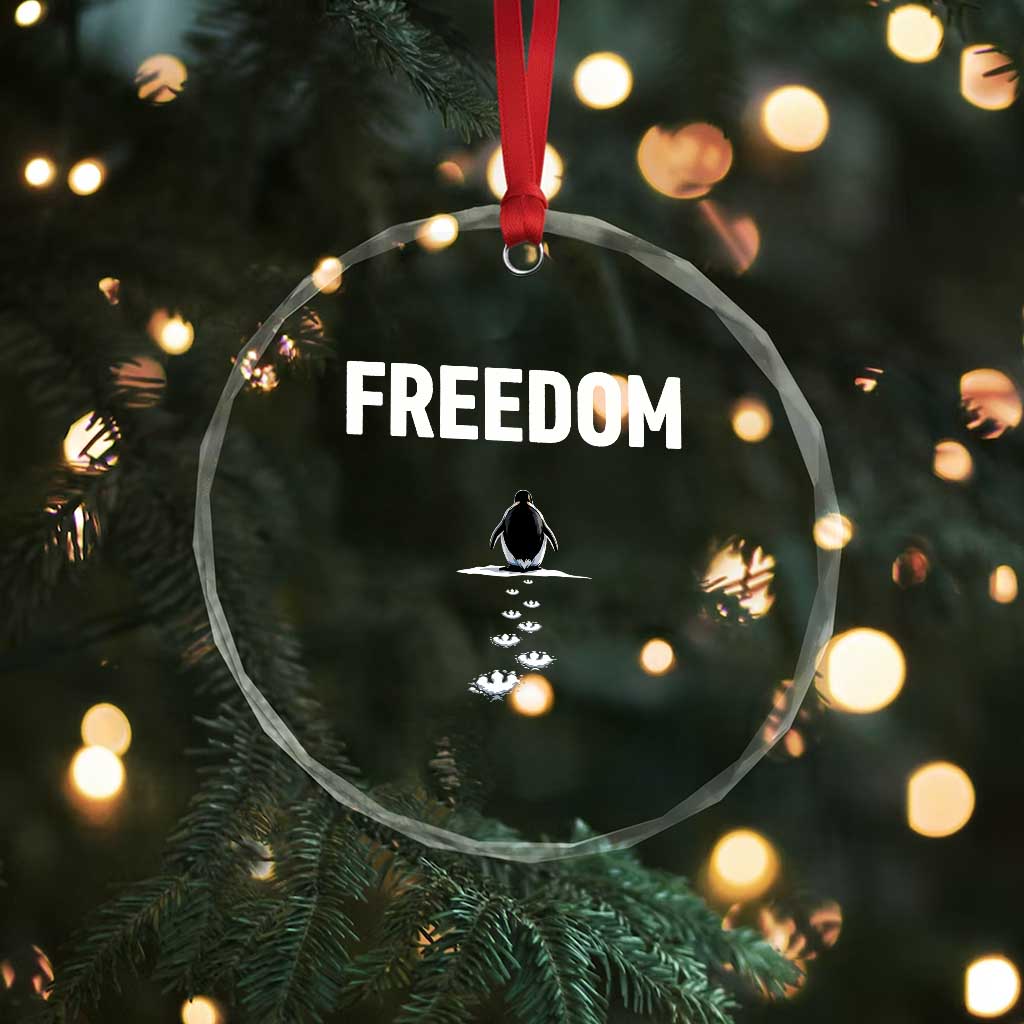 Penguin Freedom Crystal Glass Ornament Funny Nihilist Penguin Hiking Mountains TS14 Print Your Wear