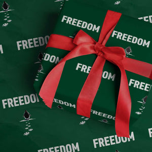Penguin Freedom Wrapping Paper Roll Funny Nihilist Penguin Hiking Mountains TS14 Green Print Your Wear