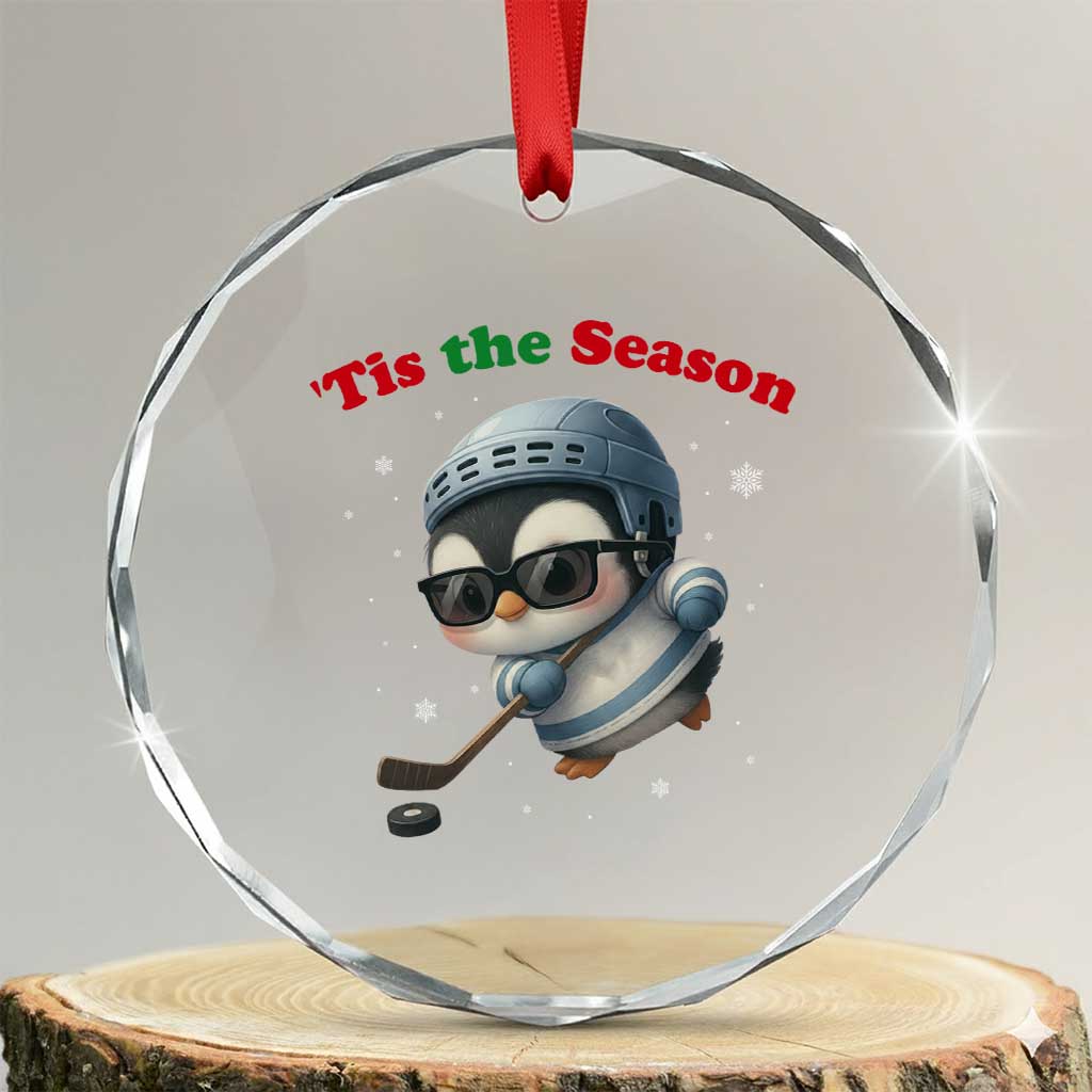 Penguin On Ice Tis The Season Crystal Glass Ornament Funny Christmas Gift TS12 Transparent Glass 3'' Circle Print Your Wear