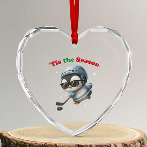 Penguin On Ice Tis The Season Heart Crystal Glass Ornament Funny Christmas Gift TS12 Transparent Glass 3'' Heart Print Your Wear