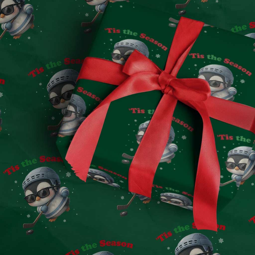 Penguin On Ice Tis The Season Wrapping Paper Roll Funny Christmas Gift TS12 Green Print Your Wear