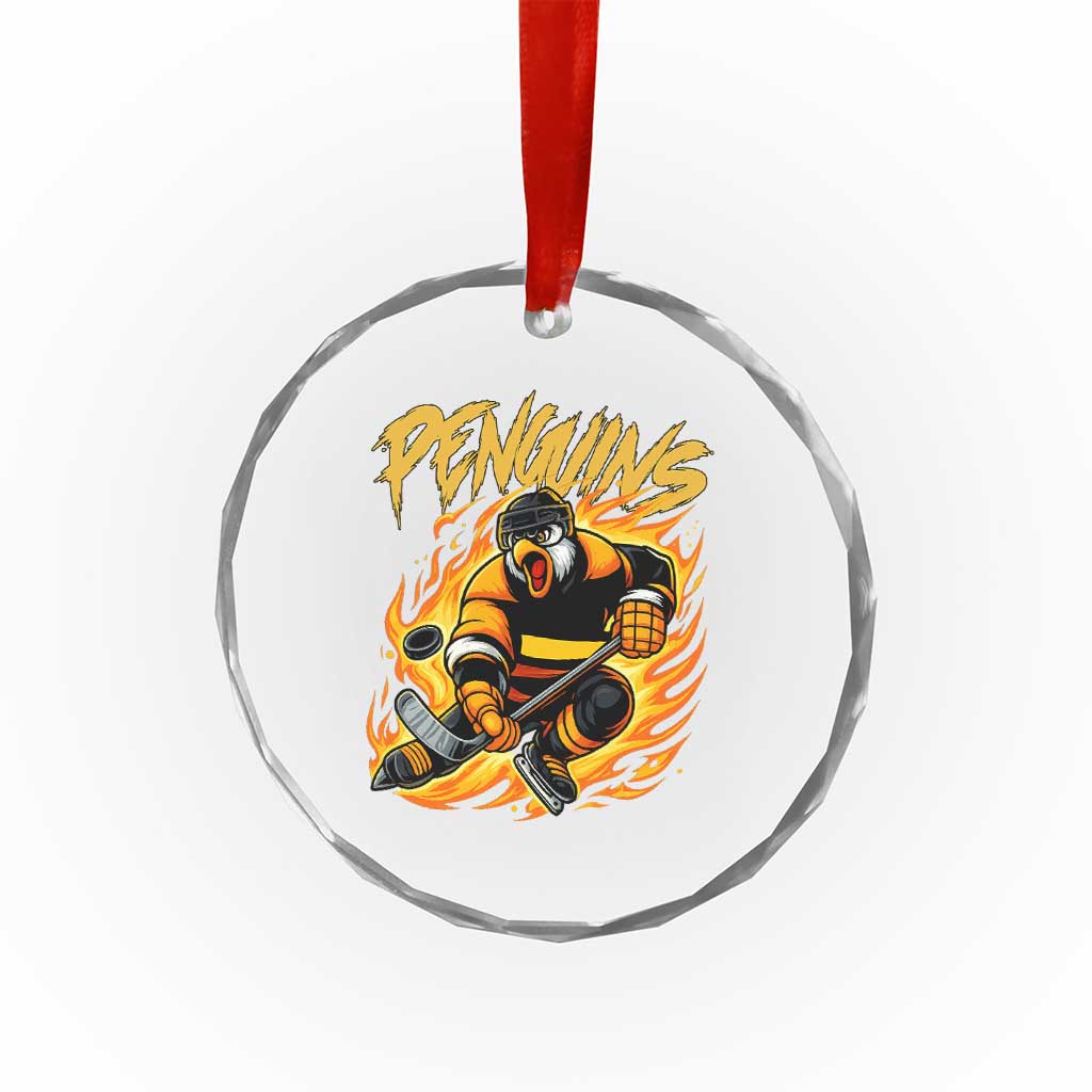 Penguin Playing Ice Hockey Crystal Glass Ornament Funny Sports Fan Gift TS12 Print Your Wear