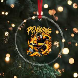Penguin Playing Ice Hockey Crystal Glass Ornament Funny Sports Fan Gift TS12 Print Your Wear