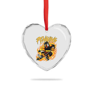 Penguin Playing Ice Hockey Heart Crystal Glass Ornament Funny Sports Fan Gift TS12 Print Your Wear