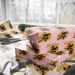 Penguin Playing Ice Hockey Wrapping Paper Roll Funny Sports Fan Gift TS12 Light Pink Print Your Wear