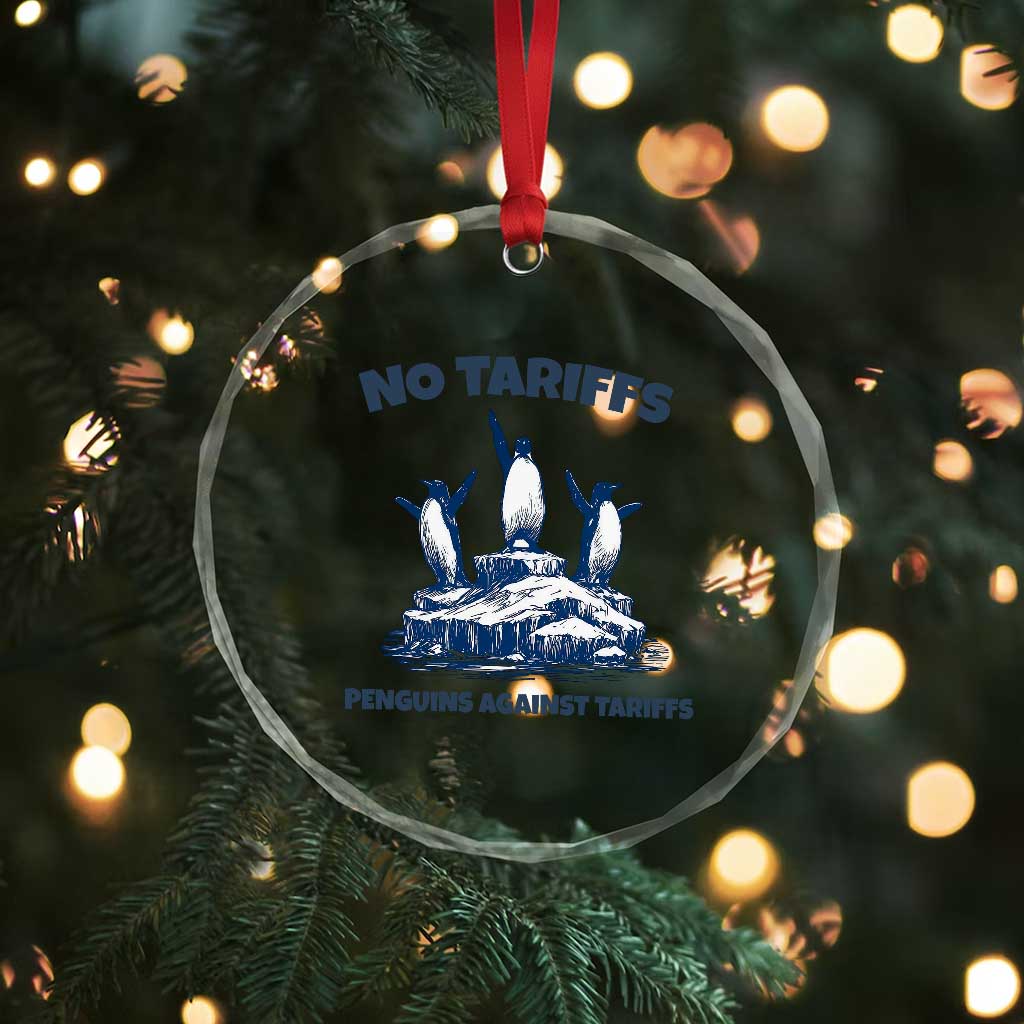 Penguins Against Tariffs Crystal Glass Ornament Resist Protest FDT Political TS14 Print Your Wear