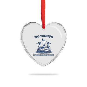 Penguins Against Tariffs Heart Crystal Glass Ornament Resist Protest FDT Political TS14 Print Your Wear