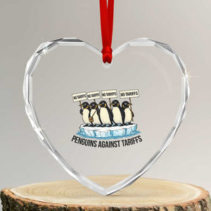 Penguins Against Tariffs Heart Crystal Glass Ornament Resist Tariffs Subtle FDT Political Resistance TS14 Transparent Glass 3'' Heart Print Your Wear