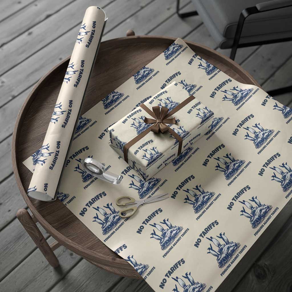Penguins Against Tariffs Wrapping Paper Roll Resist Protest FDT Political TS14 Beige Print Your Wear