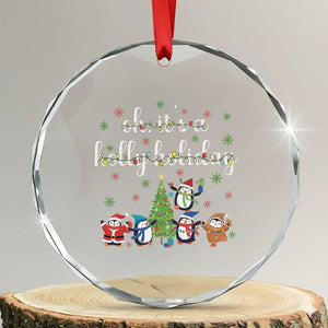 Penguins Christmas Crystal Glass Ornament Oh Its A Jolly Holiday Xmas Light TS10 Transparent Glass 3'' Circle Print Your Wear
