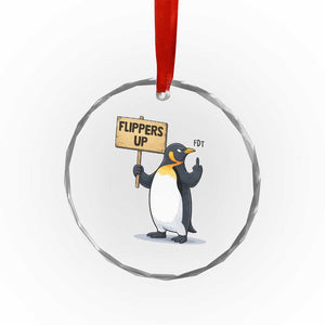 Penguins Resist Crystal Glass Ornament Flippers Up Protest TS14 Print Your Wear