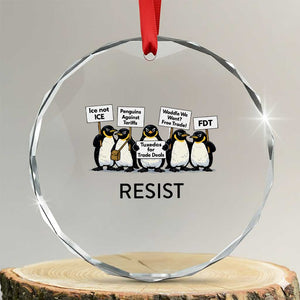 Penguins Resist Crystal Glass Ornament Nihilist Penguin Anti-Government Meme TS14 Transparent Glass 3'' Circle Print Your Wear