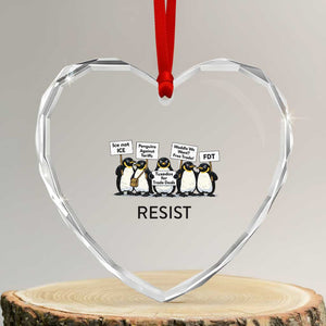 Penguins Resist Heart Crystal Glass Ornament Nihilist Penguin Anti-Government Meme TS14 Transparent Glass 3'' Heart Print Your Wear