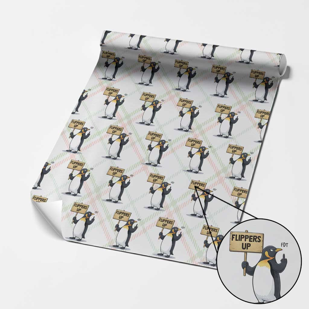 Penguins Resist Wrapping Paper Roll Flippers Up Protest TS14 Christmas Plaid Print Your Wear