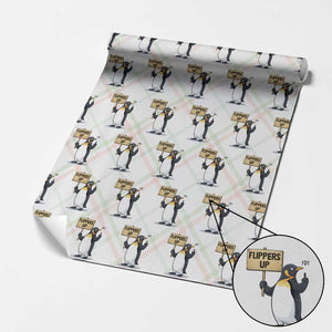 Penguins Resist Wrapping Paper Roll Flippers Up Protest TS14 Christmas Plaid Print Your Wear