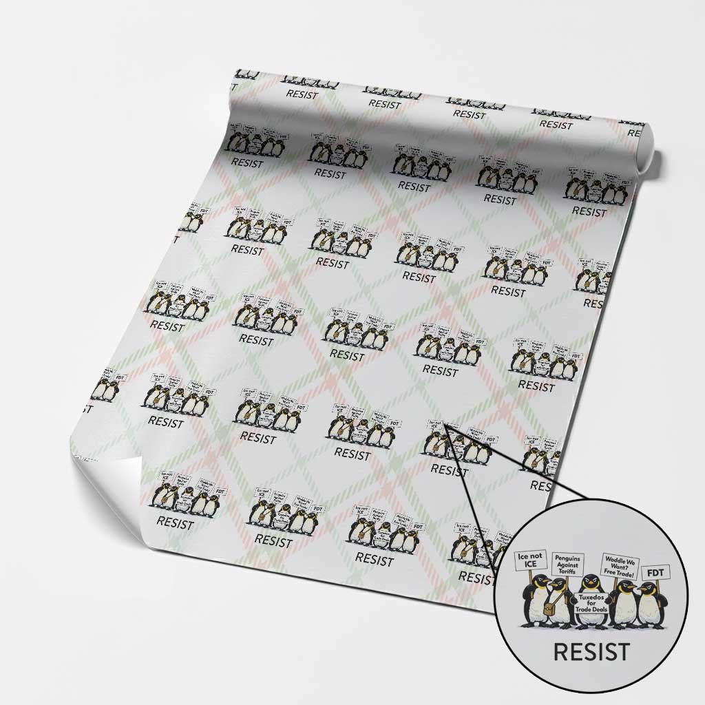 Penguins Resist Wrapping Paper Roll Nihilist Penguin Anti-Government Meme TS14 Christmas Plaid Print Your Wear