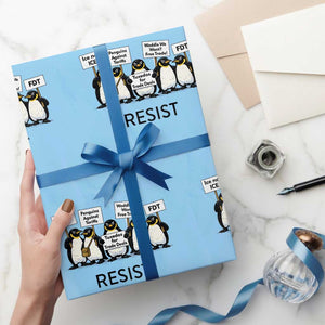 Penguins Resist Wrapping Paper Roll Nihilist Penguin Anti-Government Meme TS14 Light Blue Print Your Wear